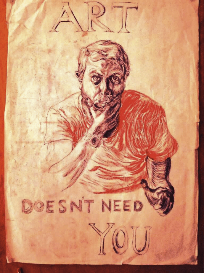 TONY RYAN PASTEL DRAWING "ART DOESN'T NEED YOU"